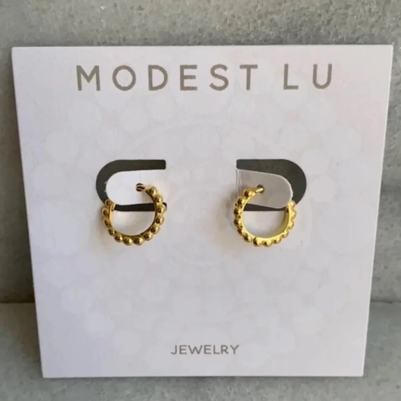 Modest Lu Jewelry - 18K Gold Beaded Huggie Hoop Earrings